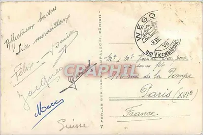 Veggis, Vitznauerstock, Ober- e Niederbauen, Schwalmis — vista panorâmica lacustre — Verlag J. VERLAG — Verso