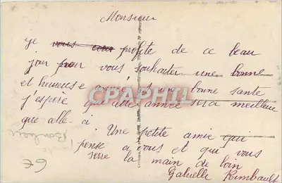 Mulher segurando uma carta postal — Boa Ano — editor anônimo, n° 212 — Verso