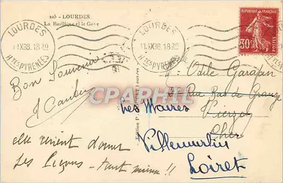 Bazylika i rzeka Gave — Lourdes — Wydawnictwo P. Lourdes, nr 105 — Rewers