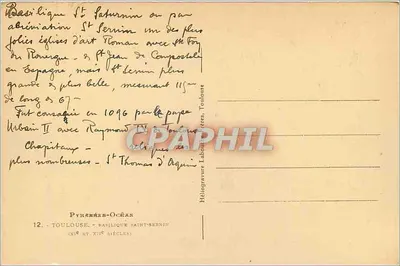 Toulouse — Bazylika św. Sernina — Héliogravure Labouret — Rewers