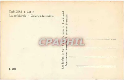 Cahors (Lot) — A catedral - Galerias do claustro — Les Éditions d'Art Manuel, Paris — Verso