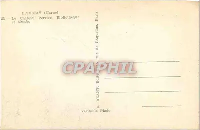 Epernay (Marne) — Zamek Perrier. Biblioteka i Muzeum — G. FEANT, Paryż — Rewers