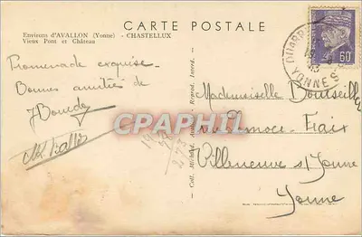 Castelo de Chastellux — Velho Ponte — Ao redor de Avallon (Yonne) — editor V. Viallet — Verso