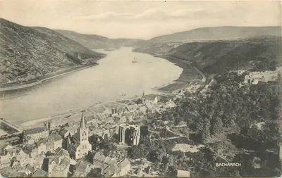 Bacharach — vista panorâmica do rio Reno e da cidade — n° 1b
