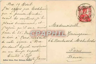 Bex e la Dent du Midi — J. J. 405 — Jullien fratelli, Fot. Editori, Ginevra — Verso