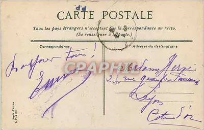 Bilhete postal antigo Roubaix Fontaine das Três Graças — Verso