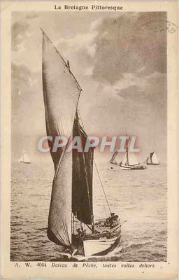 Barco de Pesca, todas as velas para fora — A Bretanha Pitoresca — A.W. 4064