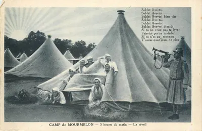 Camp de Mourmelon — 5 horas da manhã — O acordar — Livraria Militar Guérin