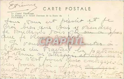 Le Grand Tournant de la Route du Puy-Mary — Éxtremy, Cantal — Verso