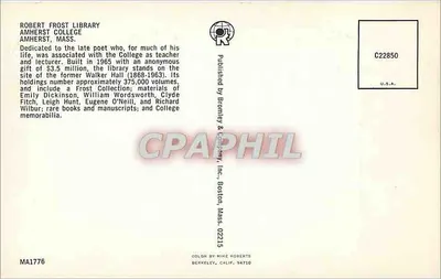 Bibliothèque Robert Frost — Amherst College — uitgever Bromley & Company — Achterkant