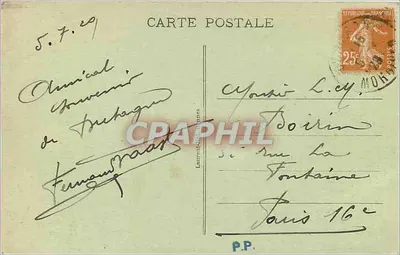 Saint-Pierre-Quiberon — Arco de la Cueva de Port Bara — editor Laurent-Saintumes, n° 3591 bis — Reverso