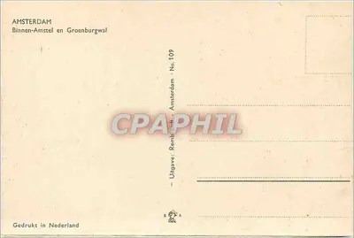 Amsterdã — Binnen-Amstel e Groenburgerwal — No. 109 — Verso