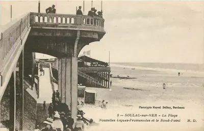 SOULAC-sur-MER — A Praia — Novas Linhas de Passeio e o Rotondo — Fototipia Marcel Delbey, Bordeaux