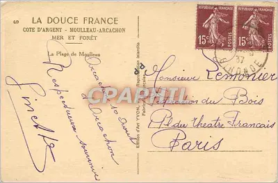Plaża Moulleau — Côte d'Argent - Arcachon — Wydawnictwo Art Yvon — Rewers