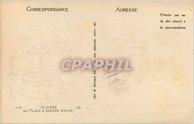 A Praia na Maré Alta — Cayeux-sur-Mer — Editor LL, n° 150 — Verso
