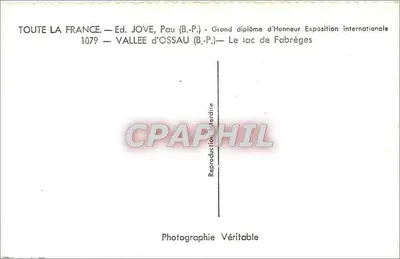 Valle d'Ossau — El lago de Fabrègues — Ed. JOVE, Pau (B.-P.) — Reverso