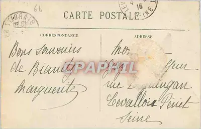 Biarritz Pittoresque — zachód słońca nad oceanem — wydawnictwo Lounian, fotografia Perdailhan, nr 63 — Rewers