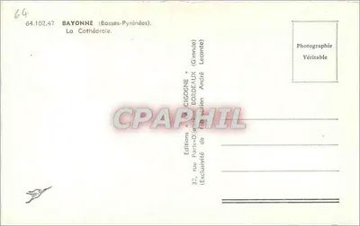 Bayonne — Katedra — Wydawnictwo Cigogne, Bordeaux — Rewers