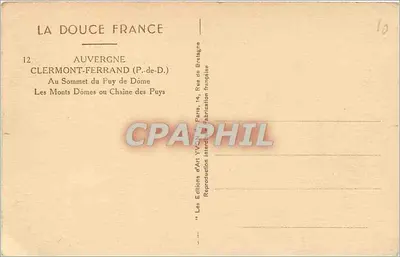 Monts Dômes lub łańcuch Puy — Na szczycie Fuy de Dôme — Wydawnictwo Sztuki YVORTE — Rewers