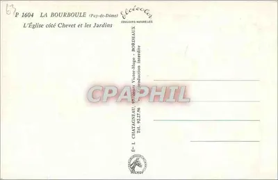 Kościół z boku chóru i ogrody — La Bourboule (Puy-de-Dôme) — Wydawca Elcés — Rewers