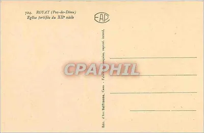 Royat (Puy-de-Dôme) — Chiesa fortificata del XII secolo — Ed. d'Art Belfranco, Caen — Verso