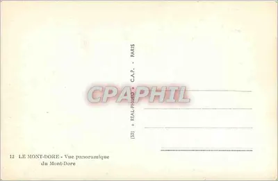 Vista panorâmica do Mont-Dore — Mont-Dore — Bilhete postal antigo (Bilhete postal antigo) Paris — Verso