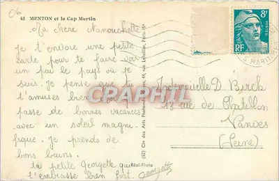 Menton i Kap Martin — widok panoramiczny — Cie des Arts Photomécaniques, nr 41 — Rewers