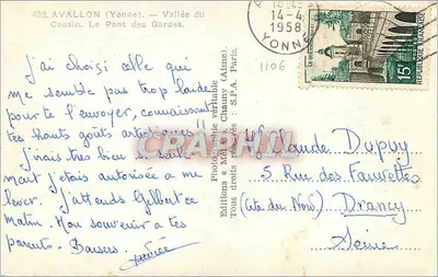 Most Gardes — Dolina Cousin — Wydawnictwo « Mélie » — Rewers