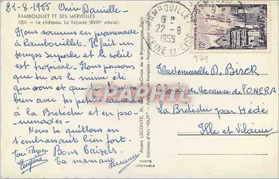 Château de Rambouillet — façade XVIIIe siècle — André Leconte d'Art 'Guy' — Verso