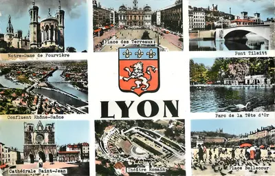 Lyon — Carte postale panoramique avec 8 vues — Les Éditions Collard