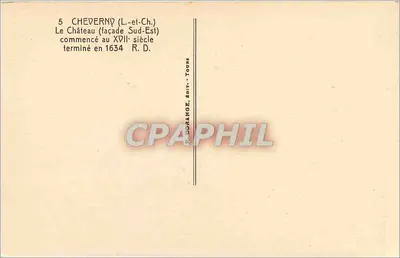Zamek Cheverny — fasada południowo-wschodnia — R. Dorange, Wydawca, Tours — Rewers