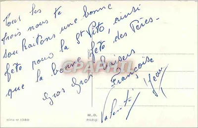 Bukiet róż — Szczęśliwego dnia — M.D. Paris, seria n°1380 — Rewers