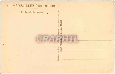 Versailles Pittoresque — O Templo do Amor — Editado pelos Editores Yvoin — Verso