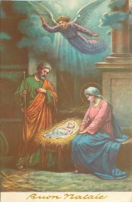 Natividade — cena da nascimento do Cristo com anjo — editor desconhecido, n° de série 502