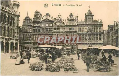 Bruxelas — A Grand'Place (N.-O.) — vista do lado norte-oeste com feira de flores — editor N. JELS, série no 37