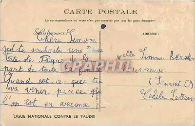 Menina e porco em uma cozinha — desenho de Roussel — editor não visível — Verso