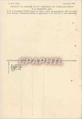 A cápsula de Santa Térêsa da Criança-Jesus — pintura de C. de L. — editada em 1925 — Verso