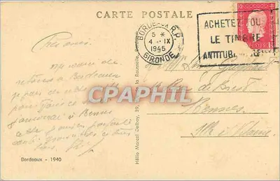 Bordeaux — O Grande Teatro — M. D. n° 119 — Verso