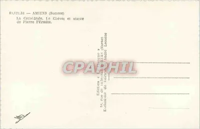 Amiens (Somme) — Katedra i figura Piotra Chłopca — Éditions « La Cigogne » — Rewers