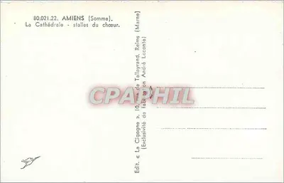 Amiens (Somme) - A Catedral - bancos do coro — A Cegonha, n° 80.021.22 — Verso