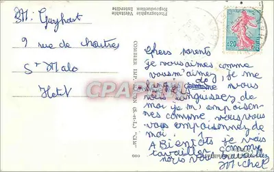 Kościół w Comber (Sarthe) — widok wieży z dzwonnikiem i zegarem — wydawca Cim — Rewers