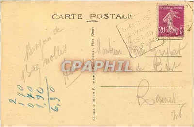 Bagnoles-de-l'Orne — Widok na Wielki Hotel z Super-Bagnoles — Wydawnictwo Artystyczne P. Lerasson, Flers — Rewers