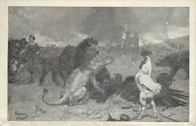 O leão e o galo — Surand 1915 — Edição Devamez, Paris