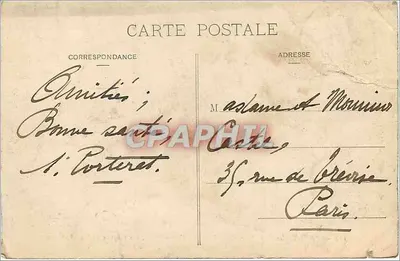 Stara pocztówka Nancy Place Stanislas Fontaine d'Amphitrite przez Guibal i Jean Lamour statua króla Polski — Rewers