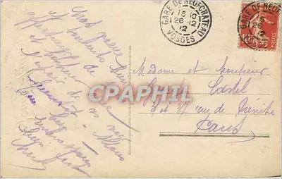 Młoda kobieta w różowej sukni — houx — tekst 'Bonne Année' — wydawca nieznany, n° 588 — Rewers