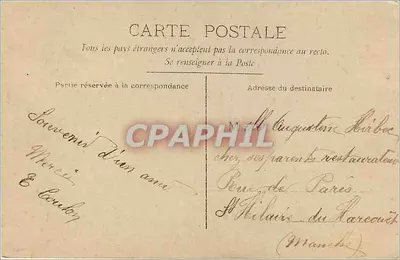 Homem em traje de festa — com cartão e flores — CIRC n°4264 — Verso