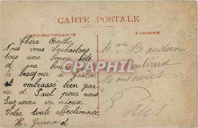 Mulher e criança — cena afetuosa — Stebbing Fot. n° 43, série 'Bons Baisers' (1907) — Verso