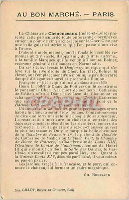 Zamek Chenonceaux — Ogólny widok z wieżą — Au Bon Marché, Paryż — Rewers