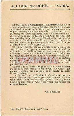 Castelo de Brissac — Facha principal — Au Bon Marché, Paris. — Verso