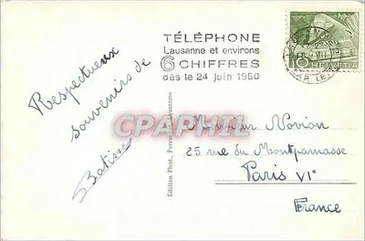 Lausana, Montbénon e Dôme d'Ôche — Torre Bel Air — Edição Lausana, n° 8531 — Verso
